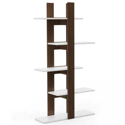 Costway 5-Tier Bookshelf Freestanding Storage Shelf Tree Bookshelf Room Divider 9 Costway 5-Tier Bookshelf Freestanding Storage Shelf Tree Bookshelf Room Divider - Image 9