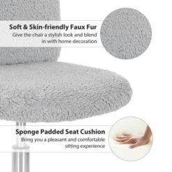 Costway Armless Faux Fur Leisure Office Chair Adjustable Swivel Task Chair -Costway GUEST cce249ef da78 4626 81c7 55b06166e717