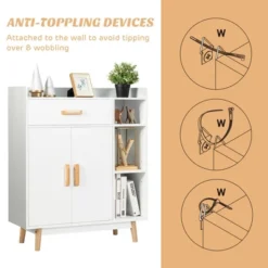 Costway Floor Storage Cabinet Free Standing Cupboard Chest W/1 Drawer 2 Doors 3 Shelves 17 Costway Floor Storage Cabinet Free Standing Cupboard Chest W/1 Drawer 2 Doors 3 Shelves -Costway GUEST cced8a40 c7e3 46f6 97a3 160fb291c5b5