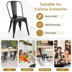 Costway 18" High Back Bar Stools Set Of 4 With Removable Backrest For Cafe Bar Black/Gun Gray -Costway GUEST cd2f1cfb 12b1 438d a28b fb4723655713