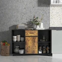 Costway Farmhouse Buffet Sideboard Coffee Bar File Cabinet Console Table With Drawer Cubby -Costway GUEST cd58cc68 eff5 4888 9ce5 5a316e0be7aa
