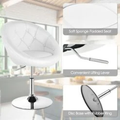 Costway 1PC Adjustable Modern Swivel Round Tufted Back Accent Chair PU Leather -Costway GUEST cd693dce 8581 48a3 a1b4 ad32af2cf7b2