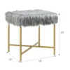 Costway Faux Fake Fur Stool Ottoman Footrest Stool Decorative With Metal Legs GreyPinkWhite