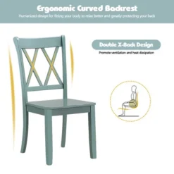 Costway Set Of 2 Wood Dining Chair Cross Back Dining Room Side Chair Mint Green Home Kitchen -Costway GUEST cde0a5fb 166e 4c5a 98cd 194119747ba7