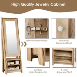 Costway Jewelry Cabinet Large Full Length Armoire 2-in-1 Stand Mirror Organizer 17 Costway Jewelry Cabinet Large Full Length Armoire 2-in-1 Stand Mirror Organizer -Costway GUEST ce76ac87 69af 4f1d 8935 8080471617b1