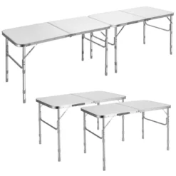 Costway 2PCS Folding Tables 8FT Height Adjustable Aluminum Picnic Table W/ Carrying Handle -Costway GUEST ce805065 24f7 4f5e 9f3b 86e716431657