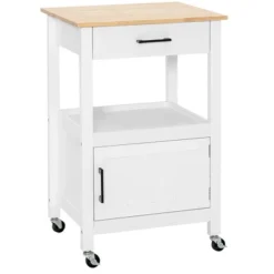Costway Rolling Kitchen Island Cart On Wheels Bar Serving Trolley W/Drawer Cabinet BlackWhite -Costway GUEST cebcf903 39b4 44d2 a397 074bc4c3232c