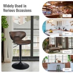 Costway Set Of 4 Adjustable Bar Stools Swivel Bar Chairs Pub Kitchen Retro Brown 11 Costway Set Of 4 Adjustable Bar Stools Swivel Bar Chairs Pub Kitchen Retro Brown -Costway GUEST cefa274d 7d4d 4883 a407 00c22f613dbf