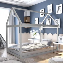 Costway Twin House Bed Wood Frame W/ Roof For Kids Toddler No Box Spring -Costway GUEST cf31c78b 976d 4019 bc54 3a0a63c28bc4