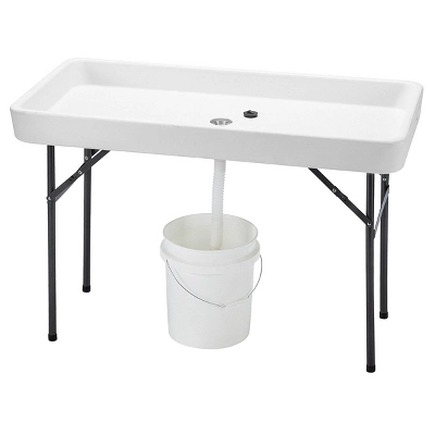 Costway 4 Foot Party Ice Folding Table Plastic With Matching Skirt White 8 Costway 4 Foot Party Ice Folding Table Plastic With Matching Skirt White - Image 8