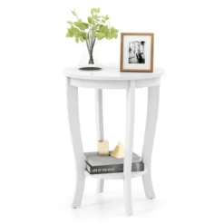 Costway 2-Tier End Table 18'' Round Compact Sofa Side Nightstand With Storage Shelf Espresso/White 19 Costway 2-Tier End Table 18'' Round Compact Sofa Side Nightstand With Storage Shelf Espresso/White -Costway GUEST cf3941b1 4d4d 455d a9d1 cd0e98918c73