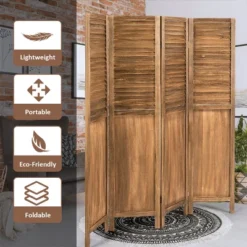 Costway 4 Panel Folding Privacy Room Divider Screen Home Furniture 5.6 Ft Tall Brown -Costway GUEST cf69afd7 c281 4842 82a5 50e51cc882ee