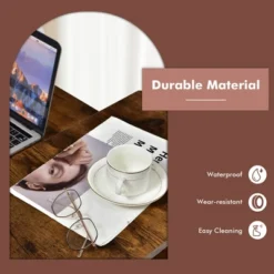 Costway Narrow End Side Sofa Table Stable Steel Frame For Living Room Bedroom Brown -Costway GUEST cf8b9b46 f0bb 4082 a732 462a8983aee9