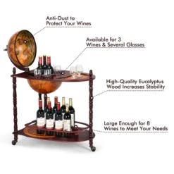 Costway Wood Globe Wine Bar Stand 34'' H 16th Century Italian Rack Liquor Bottle Shelf 10 Costway Wood Globe Wine Bar Stand 34'' H 16th Century Italian Rack Liquor Bottle Shelf -Costway GUEST cf9b4da0 0bb4 416a b390 12e131c90738