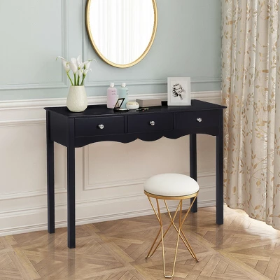 Costway Console Table Hall Table Side Table Desk Accent Table 3 Drawers Entryway Black 4 Costway Console Table Hall Table Side Table Desk Accent Table 3 Drawers Entryway Black - Image 4
