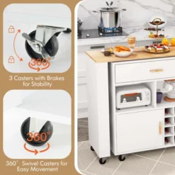 Costway Reversible Folding Kitchen Island Cart Utility Storage Trolley Wine Rack Shelves 17 Costway Reversible Folding Kitchen Island Cart Utility Storage Trolley Wine Rack Shelves -Costway GUEST cff76cdc 2715 4a2d ac41 11fb5948edd2