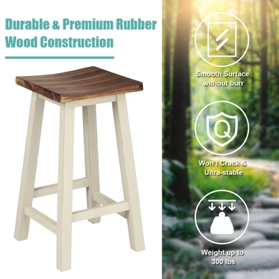 Costway 3-Piece Bar Table Set Counter Pub Table& 2 Saddle Bar Stools W/ Hanging Design 6 Costway 3-Piece Bar Table Set Counter Pub Table& 2 Saddle Bar Stools W/ Hanging Design - Image 6