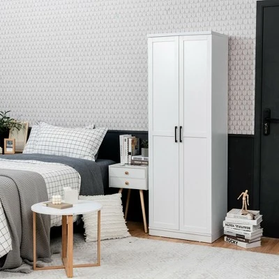 Costway 70'' Storage Cabinet Freestanding Pantry Cabinet W/2 Doors & 5 Shelves White 3 Costway 70'' Storage Cabinet Freestanding Pantry Cabinet W/2 Doors & 5 Shelves White - Image 3