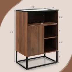 Costway Wine Storage Cabinet Buffet Sideboard With Adjustable Shelf & Sliding Door Kitchen -Costway GUEST d170f654 f601 4e56 b2ea abdd7e2f3f6d