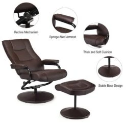 Costway Recliner Chair Swivel PU Leather Lounge Accent Armchair W/ Ottoman Brown -Costway GUEST d190a724 1fe9 4f7c bb19 cf6a03a84246