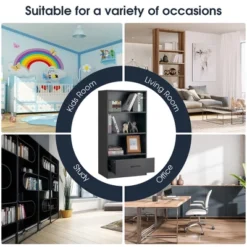 Costway 48'' Tall 4-tier Storage Shelf Wood Bookcase W/Drawer Home Organizer Display Rack -Costway GUEST d2164cb0 b35b 4e08 b482 e267f5dcfcb3