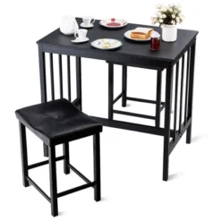 Costway 3 PCS Modern Counter Height 32.5'' Dining Set Table And 2 Chairs Kitchen Bar Furniture Black 14 Costway 3 PCS Modern Counter Height 32.5'' Dining Set Table And 2 Chairs Kitchen Bar Furniture Black -Costway GUEST d22bf6ae 4b2f 4604 82b2 b8dc7e2da747