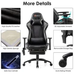Costway Massage Gaming Chair Adjustable Reclining Racing Chair W/Headrest&Footrest GrayBlack -Costway GUEST d235cc1a b891 46e4 a080 b6993d72d7d5