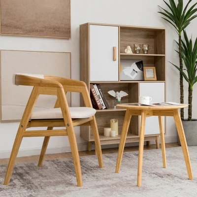 Costway Natural Round End Table Modern Stylish Side Table W/ 20'' Round Tabletop 3 Costway Natural Round End Table Modern Stylish Side Table W/ 20'' Round Tabletop - Image 3