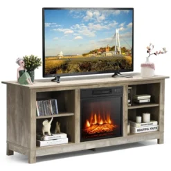 Costway 58'' 2-Tier Fireplace TV Stand W/18'' 1400W Electric Fireplace 65'' -Costway GUEST d27b5a42 6b6c 439e b54c 76c562104fe9