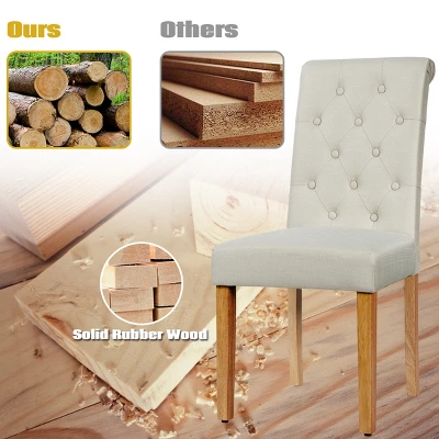 Costway Set Of 2 Parsons Upholstered Fabric Chair With Wooden Legs Pink/Beige/Grey/White&Black 7 Costway Set Of 2 Parsons Upholstered Fabric Chair With Wooden Legs Pink/Beige/Grey/White&Black - Image 7