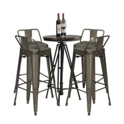 Costway Set Of 4 Metal Bar Stools 30'' Bar Height Barstools Industrial W/ Low Back Gun -Costway GUEST d2af7b00 becf 4f43 8838 d1ddaaf2a8d4