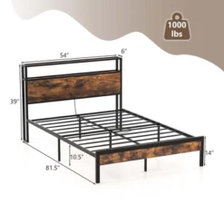 Costway Twin/Full/Queen Bed Frame With Storage Headboard Charging Station 18W USB C Port Rustic Brown -Costway GUEST d3637ef2 07b7 4447 81e3 b7f5635cf92f