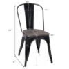 Costway Set Of 4 Metal Dining Side Chair Wood Seat Stackable