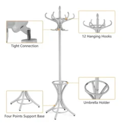 Costway Wood Standing Hat Coat Rack Jacket Bag Hanger Tree W/12 Hooks & Umbrella Stand 17 Costway Wood Standing Hat Coat Rack Jacket Bag Hanger Tree W/12 Hooks & Umbrella Stand -Costway GUEST d430921b aa99 4925 ab01 99f792d3c987