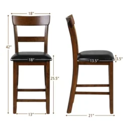 Costway Set Of 4 Barstools Counter Height Chairs W/Leather Seat & Rubber Wood Legs 11 Costway Set Of 4 Barstools Counter Height Chairs W/Leather Seat & Rubber Wood Legs -Costway GUEST d446e261 42e2 418f a223 961c90f9f729