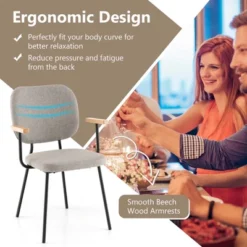 Costway Set Of 2 Modern Linen Fabric Dining Chairs Padded Kitchen Accent Armchair Grey/Orange 15 Costway Set Of 2 Modern Linen Fabric Dining Chairs Padded Kitchen Accent Armchair Grey/Orange -Costway GUEST d4810ea0 d054 432f 8e0a a73f7da58157