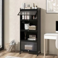 Costway 5-Tier Kitchen Baker's Rack Storage Cabinet Mobile Microwave Stand Flip-up Doors -Costway GUEST d487ac42 0bc1 476b 9b64 7583cb69f83f 1