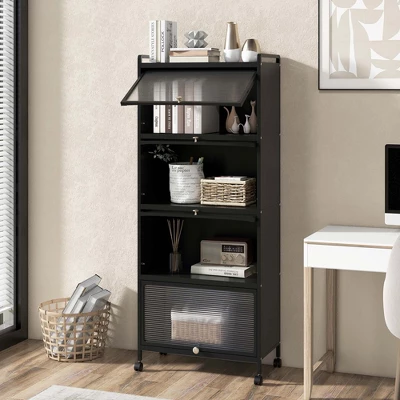 Costway 5-Tier Kitchen Baker's Rack Storage Cabinet Mobile Microwave Stand Flip-up Doors White/Black/Grey/Green 3 Costway 5-Tier Kitchen Baker's Rack Storage Cabinet Mobile Microwave Stand Flip-up Doors White/Black/Grey/Green - Image 3