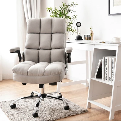 Costway High Back Big & Tall Office Chair Adjustable Swivel W/Flip-up Arm 2 Costway High Back Big & Tall Office Chair Adjustable Swivel W/Flip-up Arm - Image 2