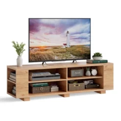 Costway 59'' Wood TV Stand Console Storage Entertainment Media Center With Shelf Natural -Costway GUEST d4e1e2d0 2bd2 4de5 8ef8 a2237397a8a3
