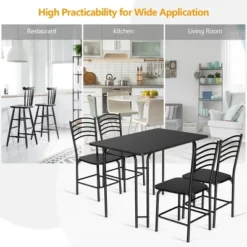 5 Pcs Modern Dining Table Set 4 Chairs Steel Frame Home Kitchen Furniture Black -Costway GUEST d4edee27 4b05 4a2e 9811 5bcf12f4164c
