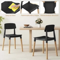 Costway Dining Side Chairs Set Of 4 With Ergonomic Backrest Wide Seat & Sturdy Wooden Legs Black/White 15 Costway Dining Side Chairs Set Of 4 With Ergonomic Backrest Wide Seat & Sturdy Wooden Legs Black/White -Costway GUEST d50340be 4c7c 459d 810c cfbcac80f898