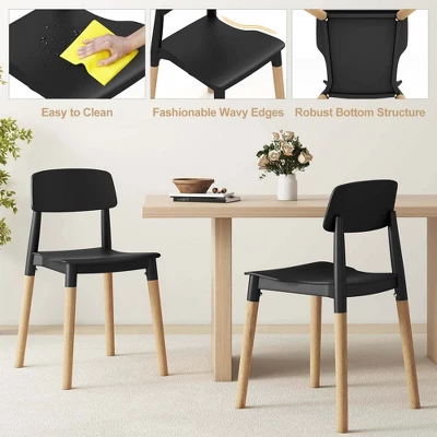 Costway Dining Side Chairs Set Of 4 With Ergonomic Backrest Wide Seat & Sturdy Wooden Legs Black/White 5 Costway Dining Side Chairs Set Of 4 With Ergonomic Backrest Wide Seat & Sturdy Wooden Legs Black/White - Image 5