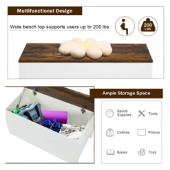 Costway Flip-top Storage Chest Lift Top Storage Bench Wooden Deck Box Toy Box 15 Costway Flip-top Storage Chest Lift Top Storage Bench Wooden Deck Box Toy Box -Costway GUEST d519a419 af8e 403b b158 d359a0df41ac