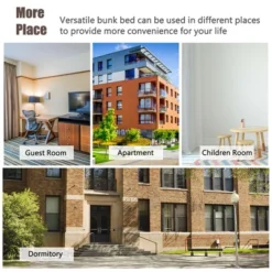 Costway Twin Over Twin Pull-Out Bunk Bed With Trundle Wooden Ladder WhiteEspresso -Costway GUEST d51e597f 3451 46a6 b8d5 ea58acab3393