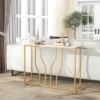 Costway 44" Gold Console Table With Faux Marble Tabletop Golden Metal Frame For Entrance