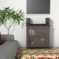 Costway Storage Buffet Cabinet Glass Door Sideboard Console Table Server Display Brown -Costway GUEST d5671ca5 0834 451b ad9f 141c44472381