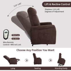 Costway Power Lift Recliner Chair For Elderly Living Room Chair W/ Remote Control GreyBrown -Costway GUEST d57205df 0a11 481e bd59 597dd0947264