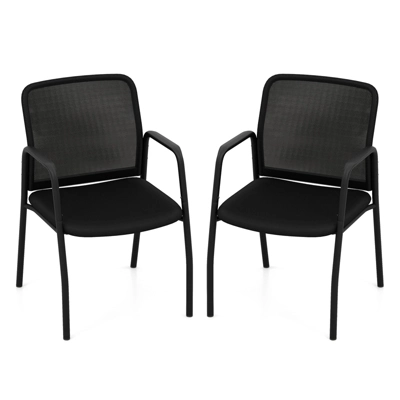 Costway Waiting Room Chair Set Of 2/4/6/8/10/12 Office Guest Chairs With Ergonomic Mesh Backrest Sturdy Arms & Cushioned Seat Black 9 Costway Waiting Room Chair Set Of 2/4/6/8/10/12 Office Guest Chairs With Ergonomic Mesh Backrest Sturdy Arms & Cushioned Seat Black - Image 9