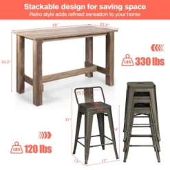 Costway 5 PCS Dining Table Set Kitchen Rectangular Counter Height Table W/ 4 Bar Stools -Costway GUEST d5db2e4c 6797 4fad afc6 963e458ba906